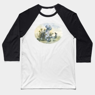 a little robot and bird - watercolor illustration Baseball T-Shirt